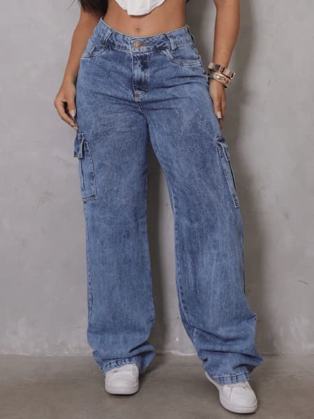 Calça jeans Larga